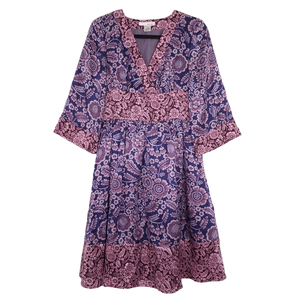 WD.NY vintage Y2K silk kimono style dress floral kawaii whimsical colorful satin